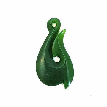 NZ Greenstone Pendant - Hook With Tail 46mm