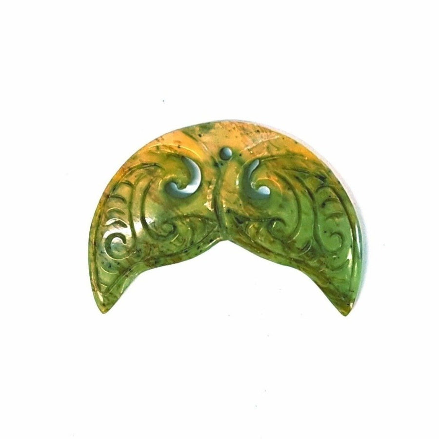 New Zealand Flower Jade Greenstone - Whale Tail 48mm