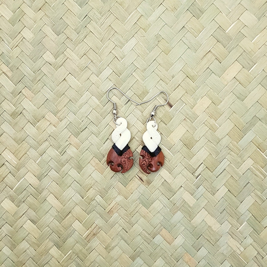 Wood/Bone Twist Earrings Boxed 30mm