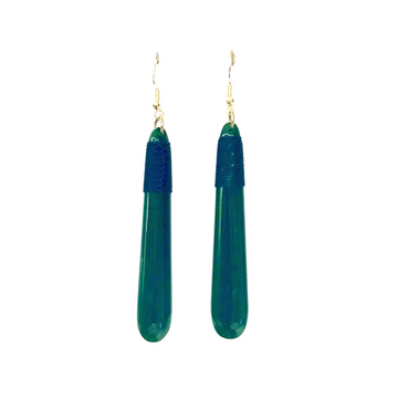 NZ Greenstone Teardrop Earrings - 70mm